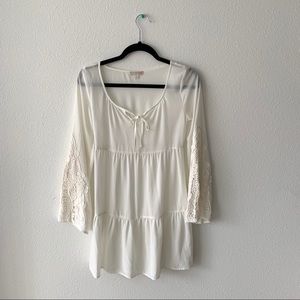 Gianni Bini Sheer Dress XS | Bell Sleeves - Cream